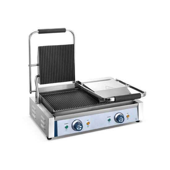 Double Head Top & Bottom Both Grooved Panini Grill 570mm